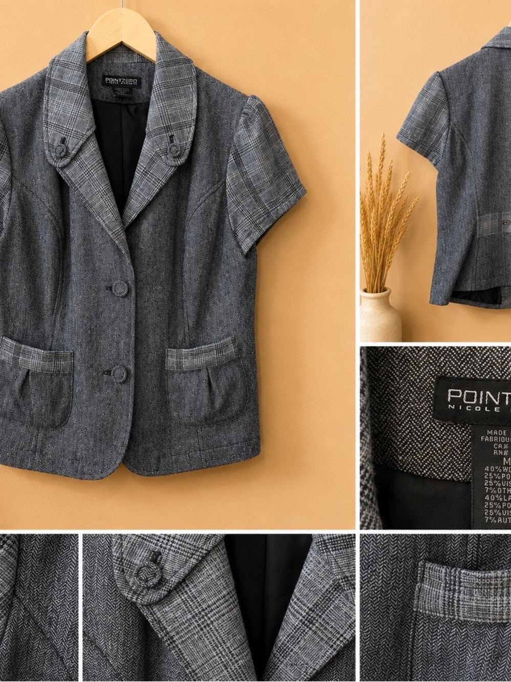 Point Zero Gray Short-Sleeve Tailored Blazer
